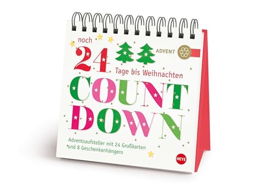 Countdown bis Weihnachten Adventsaufsteller: Mit 24 Grußkarten und 8 Geschenkanhängern von Heye
