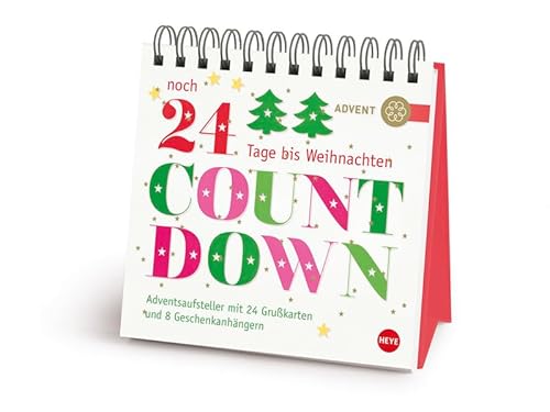 Countdown bis Weihnachten Adventsaufsteller: Mit 24 Grußkarten und 8 Geschenkanhängern