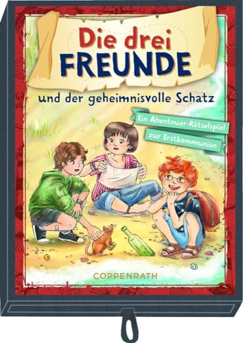 Schachtelspiel: Die drei Freunde und der geheimnisvolle Schatz – Ein Abenteuer-Rätselspiel zur Erstkommunion