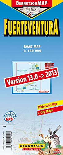 Fuerteventura 1:140 000 +++ Corralejo, Islas Canarias, Morro Jable, Puerto del Rosario, Time Zones (BerndtsonMAP) (Road Map/ Landkarte) [Folded Map/ Faltkarte]