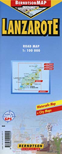 Lanzarote 1:100 000 +++ Arrecife, Islas Canarias, Playa Blaca, Puerto del Carmen, Time Zones (BerndtsonMAP) (Road Map/ Landkarte) [Folded Map/ ... ... ... Parque Nacional de Timanfaya, Time Zones