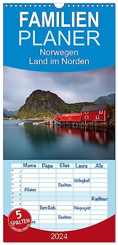 Familienplaner 2024 - Norwegen - Land im Norden mit 5 Spalten (Wandkalender, 21 cm x 45 cm) CALVENDO