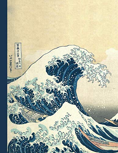 Übungsheft für Japanische und Chinesische Kalligraphie: Kanji, Hiragana oder Katakana schreiben lernen, Journal mit Quadratzeilen und Linien, Welle von Kanagawa, Katsushika Hokusai von Independently published