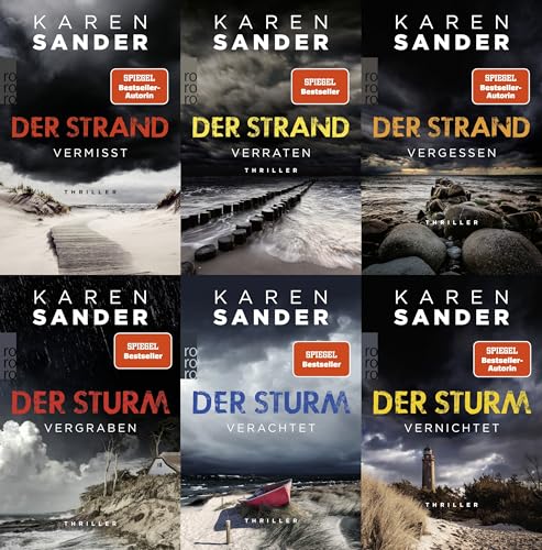 Der Strand + Der Sturm Band 1 - 6 Vermisst, Verraten, Vergessen, Vergraben, Verachtet, Vernichtet im Set Plus 6 extra Lesezeichen