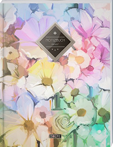 TULPE Kariertes Notizbuch A4 „C062 Blumig“ (140+ Seiten, Vintage Softcover, Doppelrand, Seitenzahlen, Register - Dickes Notizheft, Matheheft, Skizzenbuch, Schulheft, Tagebuch, Kariertes Heft Nr 26)
