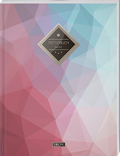 TULPE Kariertes Notizbuch A4 „C064 Pastell Polygon“ (140+ Seiten, Vintage Softcover, Doppelrand, Seitenzahlen, Register - Dickes Notizheft, Matheheft, ... Schulheft, Tagebuch, Kariertes Heft Nr 26)