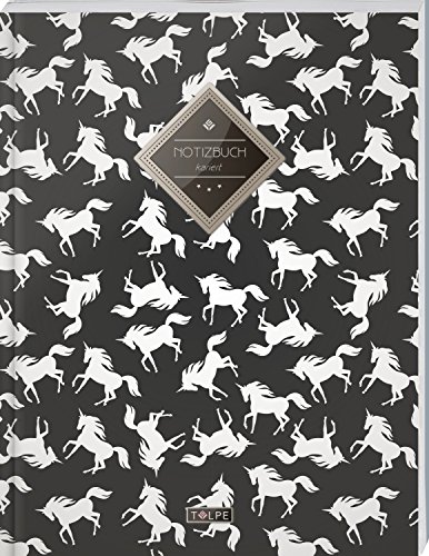TULPE Kariertes Notizbuch A4 „C136 Weißes Einhorn“ (140+ Seiten, Vintage Softcover, Doppelrand, Seitenzahlen, Register - Dickes Notizheft, Matheheft, ... Schulheft, Tagebuch, Kariertes Heft Nr 26) von CREATESPACE