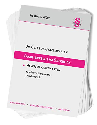 42000 - Assessor Übersichtskarteikarten Familienrecht: Familienverfahrensrecht, Unterhaltsrecht (Karteikarten - Zivilrecht) von Hemmer-Wuest