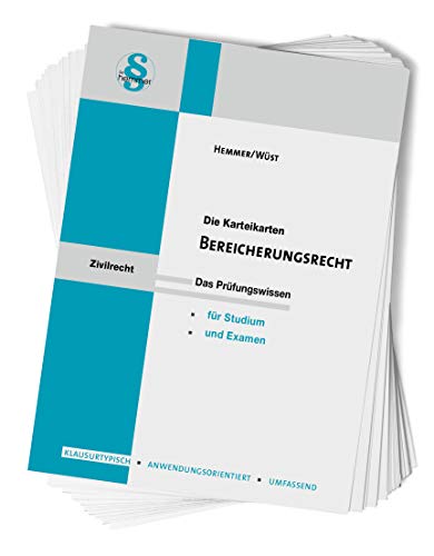 31100 - Karten Bereicherungsrecht: für Studium und Examen (Karteikarten - Zivilrecht) von Hemmer-Wuest