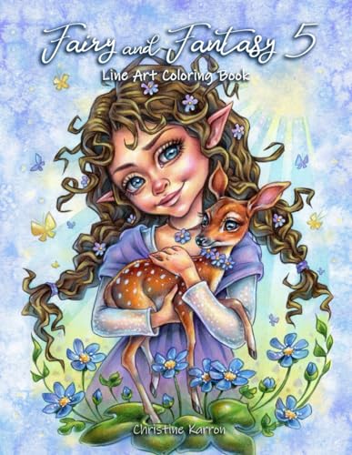 Fairy and Fantasy 5 Line Art Coloring Book