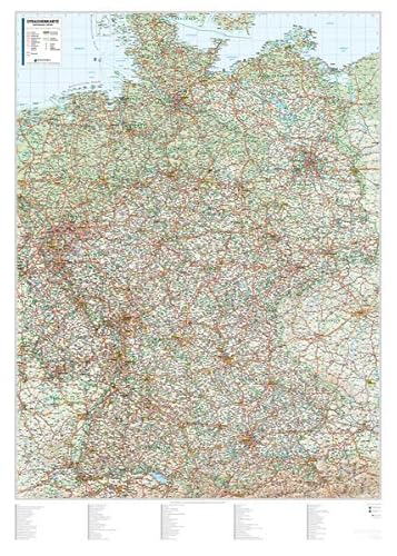 Kastanea Straßenkarte Deutschland, 100 Sehenswürdigkeiten, 1:700 000: Papierkarte gerollt und beleistet, inkl. Booklet DIN A5