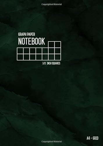 Graph Paper Notebook A4 1/2 Inch Squares: Marble Green Black, Smart Design, Large Grids, Numbered Pages, Composition Book Quad Ruled for Math / Handwriting Workbook for Kids (Graph Journals) von CreateSpace Independent Publishing Platform
