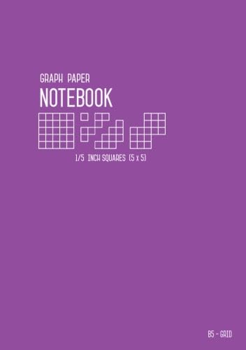 Graph Paper Notebook B5 1/5 Inch Squares: Purple, Medium, 5 Grids per Inch - 5x5, Numbered Pages, White Sheet, Soft Cover, Composition Book Quad Ruled for Math and Science (Graph Journals)