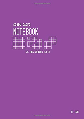 Graph Paper Notebook B5 1/5 Inch Squares: Purple, Medium, 5 Grids per Inch - 5x5, Numbered Pages, White Sheet, Soft Cover, Composition Book Quad Ruled for Math and Science (Graph Journals)