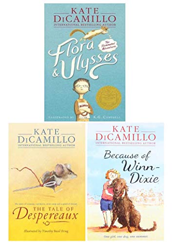 Kate Dicamillo The Tale of Despereaux, Flora and Ulysses and Because of Winn-Dixie 3 Books Colletcion
