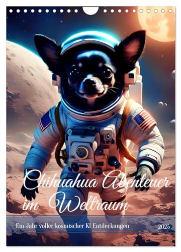 Chihuahua Abenteuer im Weltraum (Wandkalender 2025 DIN A4 hoch), CALVENDO Monatskalender von CALVENDO