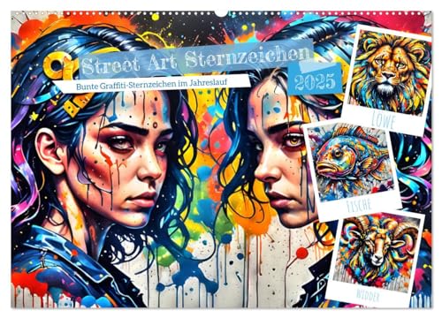 Street Art Sternzeichen (Wandkalender 2025 DIN A2 quer), CALVENDO Monatskalender von CALVENDO