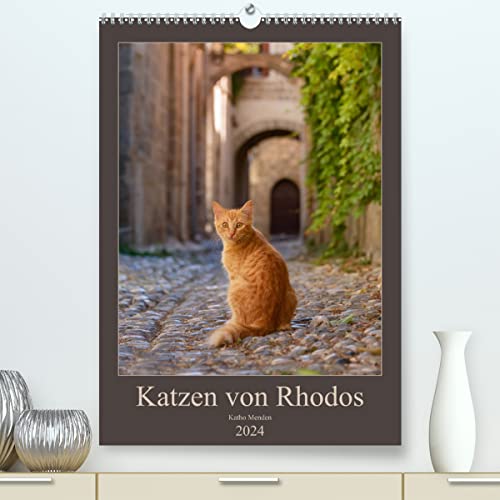 Katzen von Rhodos (hochwertiger Premium Wandkalender 2024 DIN A2 hoch), Kunstdruck in Hochglanz