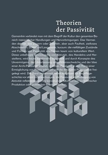Theorien der Passivität. (Merz Akademie) von WILHELM FINK VERLAG