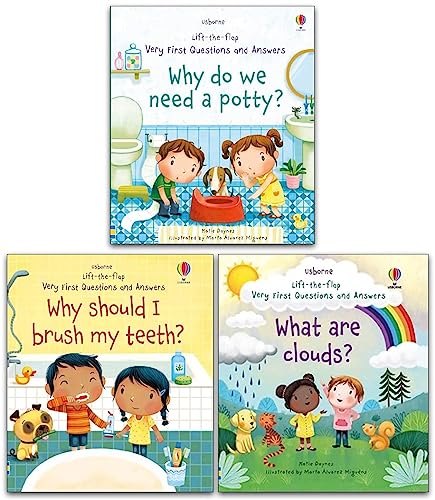 Usborne Lift-the-flap Series My Very First Questions and Answers Collection 3 Books Set (Why Do We Need a Potty?, Why Should I Brush my Teeth?, What are Clouds?)