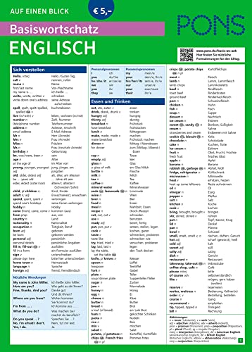 PONS Basiswortschatz auf einen Blick Englisch: Die kompakte Übersicht mit ca. 1000 Wörtern thematisch sortiert (PONS Auf einen Blick) von Pons GmbH