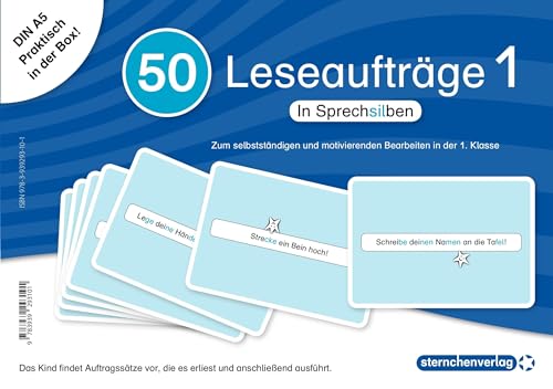 50 Leseaufträge 1 in der Box in Sprechsilben: Großformatige und stabile Karten zum selbstständigen Bearbeiten in der 1. Klasse (Mein Sternchenheft)
