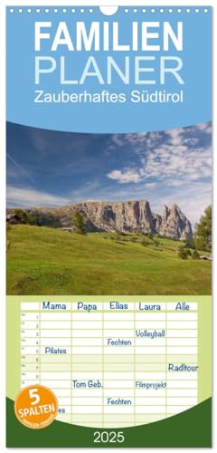 Familienplaner 2025 - Zauberhaftes Südtirol mit 5 Spalten (Wandkalender, 21 cm x 45 cm), CALVENDO