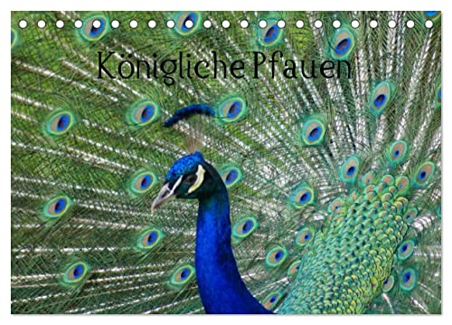 Königliche Pfauen (Tischkalender 2024 DIN A5 quer), CALVENDO Monatskalender von CALVENDO