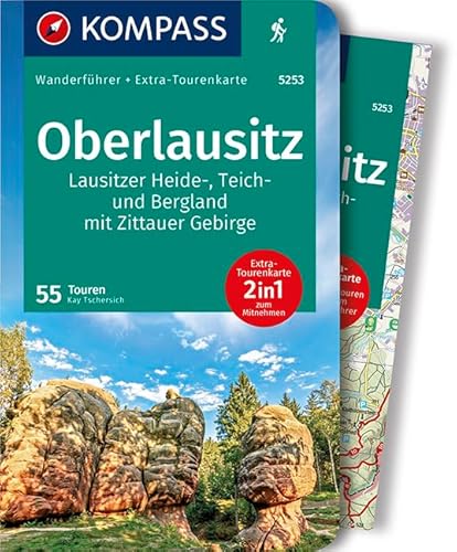 KOMPASS Wanderführer Oberlausitz, Lausitzer Heide-, Teich- und Bergland, mit Zittauer Gebirge: Wanderführer mit Extra-Tourenkarte 1:75000, 55 Touren, GPX-Daten zum Download