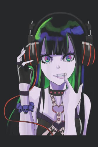 Goth Anime Girl Headphones Music Neck Chain Good: Daily Planner Notepad To Do Schedule, Medium 6x9 Inches, 110 Pages, Printed Cover