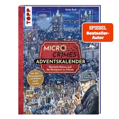 Micro Crimes Adventskalender – Sherlock Holmes und die Blutspuren im Schnee. Mit XXL-Wimmelposter und Stickern durch London: Über 100 Sticker für 24 Tage von Frech