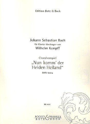 Choralvorspiel: "Nun komm' der Heiden Heiland". BWV 659a. Klavier.: "Nun komm' der Heiden Heiland". No. 5. BWV 659a. piano. (Musik des Barock und Rokoko) von BOOSEY