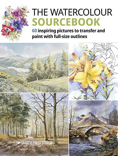 The Watercolour Sourcebook: 60 Inspiring Pictures to Transfer and Paint With Full-Size Outlines (Welcome Back Alice, 2) von Search Press