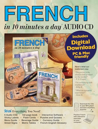 FRENCH in 10 minutes a day Audio CD: Language Course for Beginning and Advanced Study. Includes Workbook, Flash Cards, Sticky Labels, Menu Guide, ... Grammar. Bilingual Books, Inc. (Publisher)