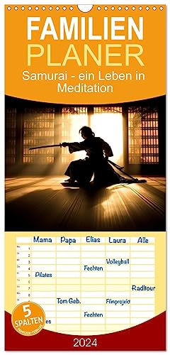 Familienplaner 2024 - Samurai - ein Leben in Meditation mit 5 Spalten (Wandkalender, 21 cm x 45 cm) CALVENDO
