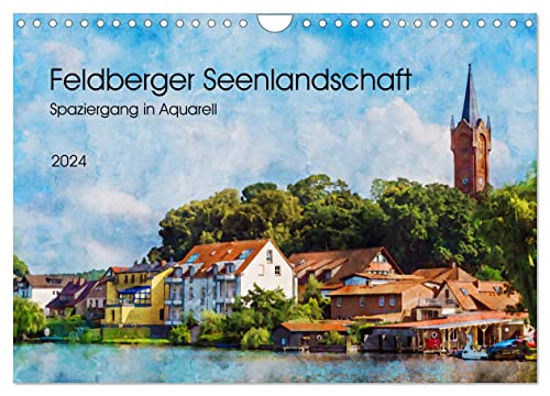 Feldberger Seenlandschaft - Spaziergang in Aquarell (Wandkalender 2024 DIN A4 quer), CALVENDO Monatskalender von CALVENDO