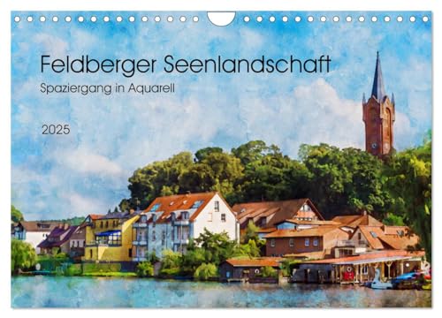 Feldberger Seenlandschaft - Spaziergang in Aquarell (Wandkalender 2025 DIN A4 quer), CALVENDO Monatskalender