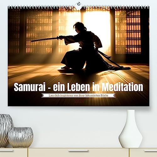 Samurai - ein Leben in Meditation (hochwertiger Premium Wandkalender 2024 DIN A2 quer), Kunstdruck in Hochglanz