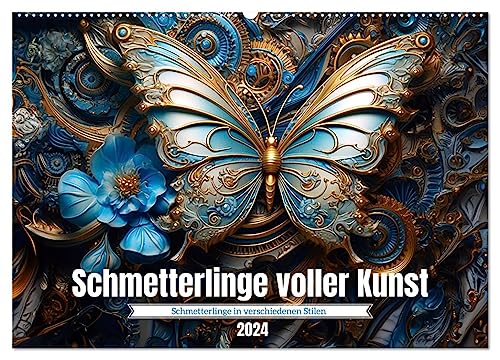 Schmetterlinge voller Kunst (Wandkalender 2024 DIN A2 quer), CALVENDO Monatskalender