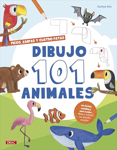 Dibujo 101 animales: Con formas sencillas y paso a paso: dibuja y colorea tus animales favoritos von Editorial El Drac, S.L.