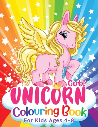 Cute Unicorn: Colouring Book For Kids Ages 4-8 (UK Edition)