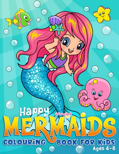 Happy Mermaids: Colouring Book For Kids Ages 4-8 (UK Edition) von Independently published