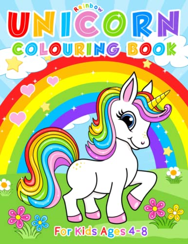 Rainbow Unicorn: Colouring Book For Kids Ages 4-8 (UK Edition)