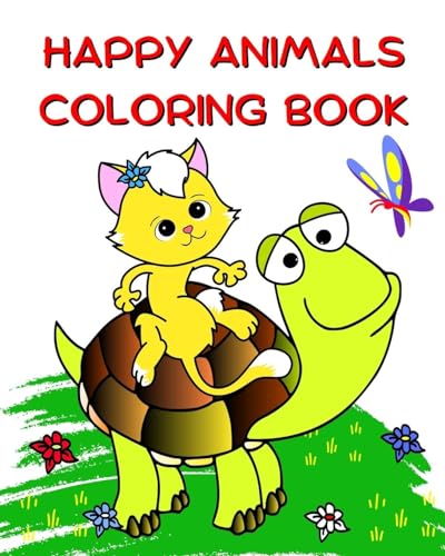 Happy Animals Coloring Book: Beautiful easy coloring pictures for kids 2+ von Blurb