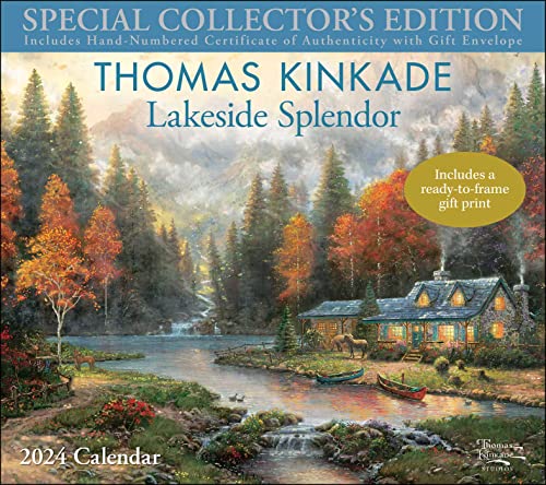 Thomas Kinkade Special Collector's Edition 2024 Deluxe Wall Calendar with Print: Lakeside Splendor Thomas Kinkade Special Collector's Edition 2024 Deluxe Wall Calendar with Print: Lakeside Splendor