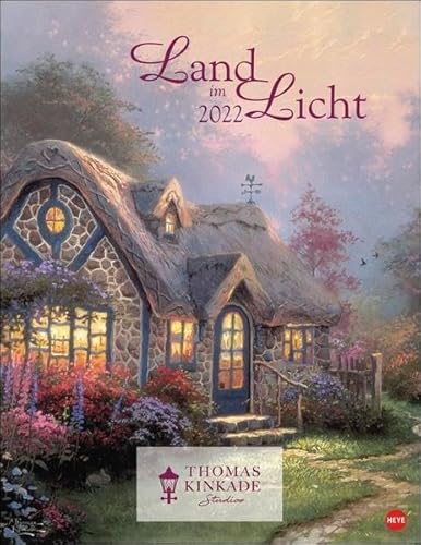 Thomas Kinkade: Land im Licht Kalender 2022 - charmanter Wandkalender mit Bibelzitaten und Monatskalendarium mit Platz für Notizen - 34 x 44 cm