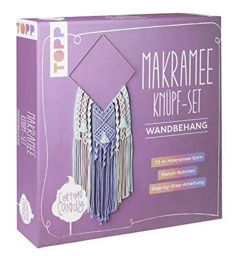 Makramee Knüpf-Set: Wandbehang: Anleitung und Material für einen Makramee-Wandbehang in angesagten Cotton-Candy-Farbtönen von Frech