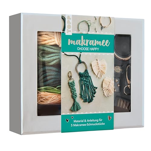 Makramee-Schmuckset „Choose Happy“ (Petrol/Natur): Anleitung und Material für 5 Makramee Schmuckstücke. Mit Makramee-Drahtbürste und Knüpfboard. Makramee-Schmuckset „Choose Happy“ (Petrol/Natur): Anleitung und Material für 5 Makramee Schmuckstücke. Mit Makramee-Drahtbürste und Knüpfboard.