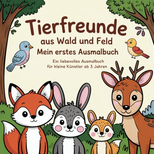 Tierfreunde aus Wald und Feld - Mein erstes Ausmalbuch: Ein liebevolles Ausmalbuch für kleine Künstler ab 3 Jahren von Independently published