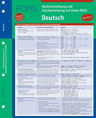 PONS Rechtschreibung und Zeichensetzung auf einen Blick Deutsch: kompakte Übersicht: Schreiben lernen (PONS Auf einen Blick)